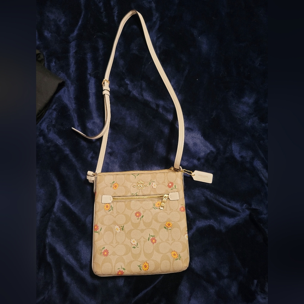 Coach Mini Rowan File Bag In Signature Canvas With Nostalgic Ditsy Print